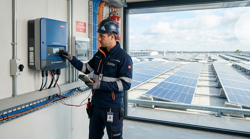 Remplacement d'un onduleur solaire par un technicien photovoltaïque SolAvenir